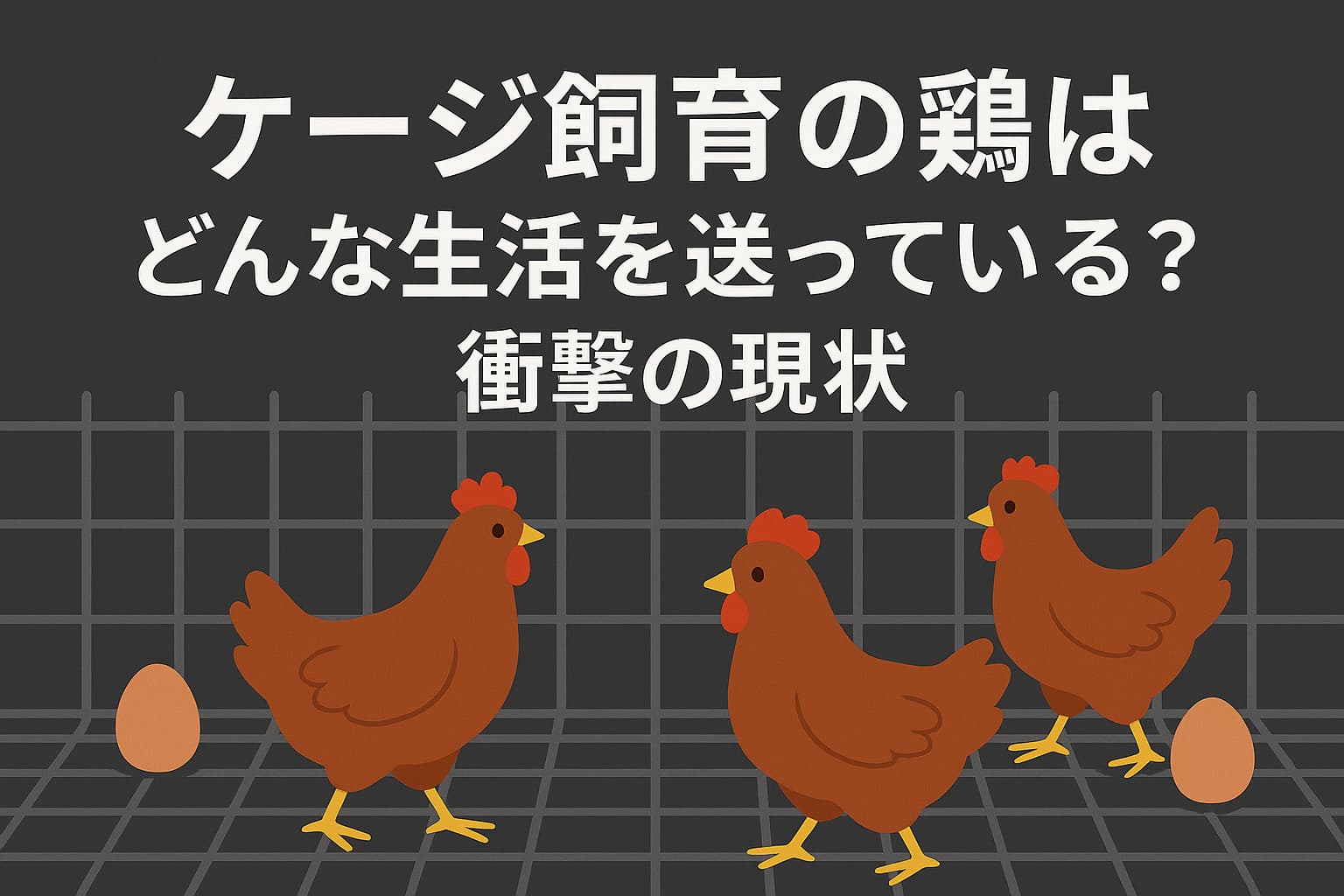 ケージ飼育の鶏の生活